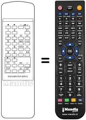 Replacement remote control DIGICOMPUTER 33 KEYS