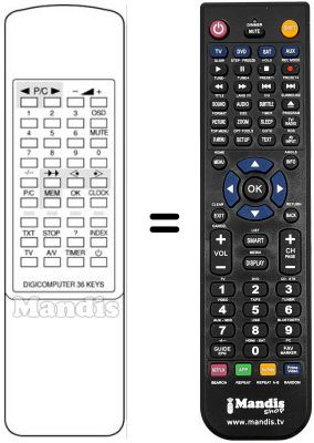 Replacement remote control DIGICOMPUTER 36 KEYS