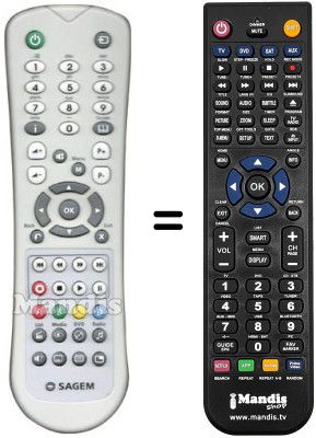 Replacement remote control Sagem DVR 6280 GL-T