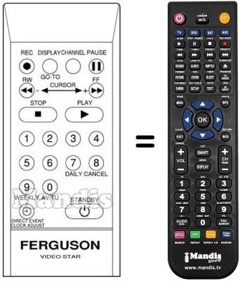 Replacement remote control FV 50B VIDEOSTAR Replacement remote control FV 50B VIDEOSTAR