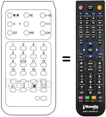 Replacement remote control IR 16
