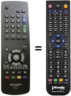 Replacement remote control Sharp LC 20 S5E WH