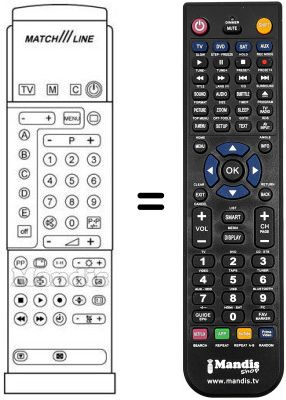 Replacement remote control PYE MATCH LINE 29 PT 910 B