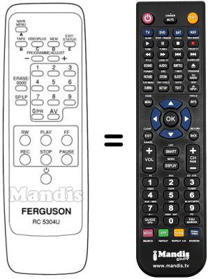 Replacement remote control RC 5304U Replacement remote control RC 5304U