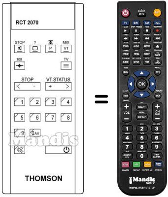 Replacement remote control Thomson 55 MV 51 Replacement remote control Thomson 55 MV 51