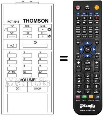 Replacement remote control RCT 3662 Replacement remote control RCT 3662