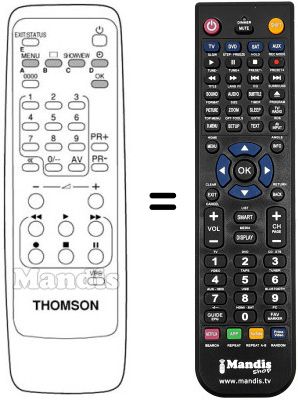 Replacement remote control Thomson T 20 VB 12 A Replacement remote control Thomson T 20 VB 12 A