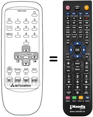 Replacement remote control RM 01A01 Replacement remote control RM 01A01