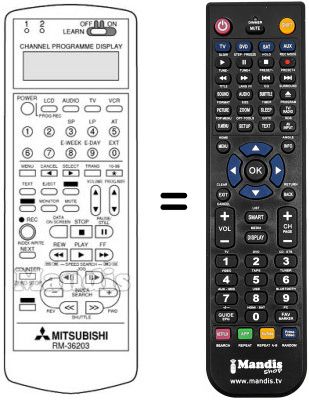 Replacement remote control RM 36203 Replacement remote control RM 36203