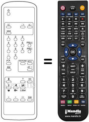 Replacement remote control HCM ROYAL TV 5585