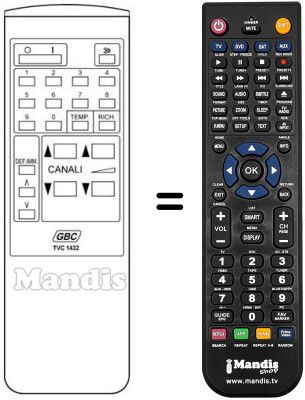 Replacement remote control Gbc TVC 1432