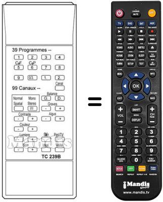 Replacement remote control TC 239 B