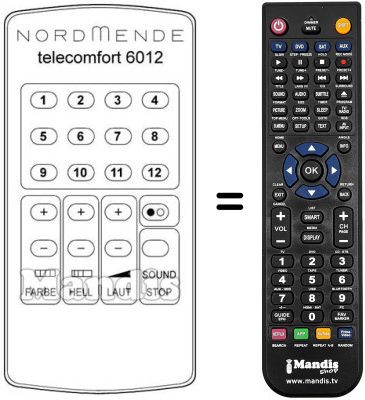 Replacement remote control TELECOMFORT 6012 Replacement remote control TELECOMFORT 6012