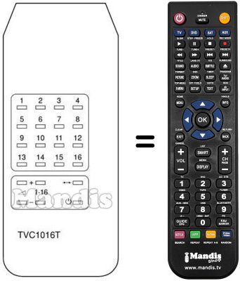 Replacement remote control TVC 1016 T