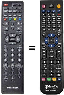 Replacement remote control United TVD 9154