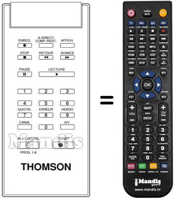 Replacement remote control Thomson V 6090 Replacement remote control Thomson V 6090