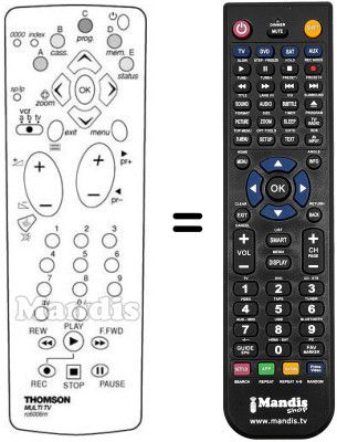 Replacement remote control Thomson VPH 6780 Replacement remote control Thomson VPH 6780