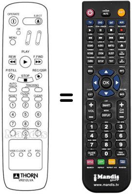 Replacement remote control VR 212 LVA Replacement remote control VR 212 LVA