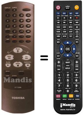 Replacement remote control Toshiba V 729 W