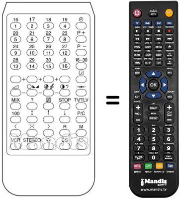 Replacement remote control Quasar TVC 99CH / 30PR STEREO