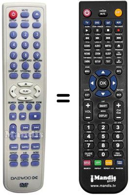 Replacement remote control Daewoo DV 2500 H