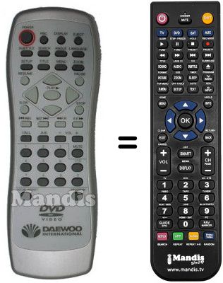 Replacement remote control Daewoo DVD 8000 F