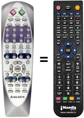 Replacement remote control MAJESTIC DVX 377 USB