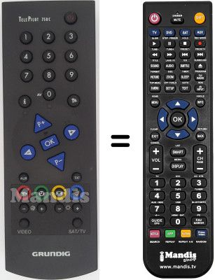 Replacement remote control Grundig T55-841FR Replacement remote control Grundig T55-841FR