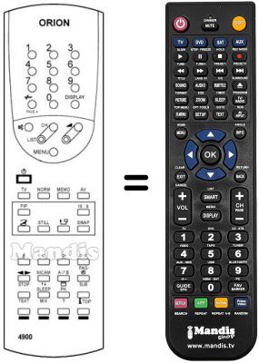 Replacement remote control Orion TRIADE7103PIP