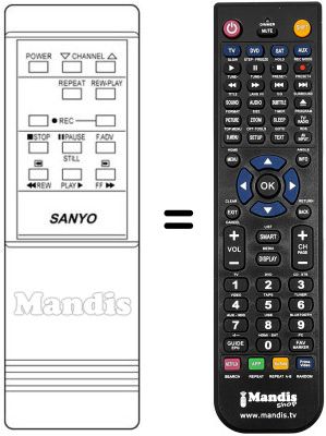 Replacement remote control Sanyo VHR3100