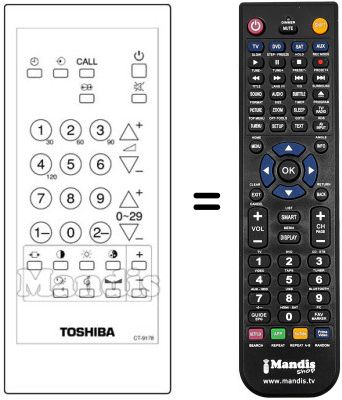 Replacement remote control Toshiba 257S9F