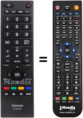 Replacement remote control Toshiba 26EL833 Replacement remote control Toshiba 26EL833