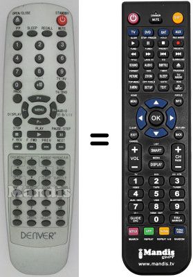 Replacement remote control Denver TVD-2104
