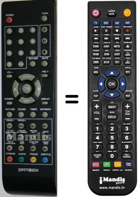 Replacement remote control DMTech TE15DVT