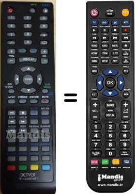 Replacement remote control Denver TFD-2208 DVB-T