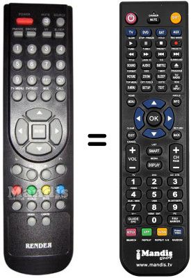 Replacement remote control Render ELISEO15B