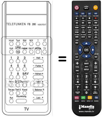 Replacement remote control Telefunken A560V Replacement remote control Telefunken A560V