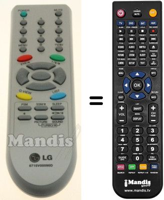 Replacement remote control LG 6710V00090D