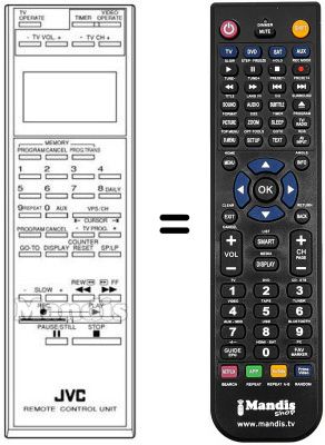 Replacement remote control JVC PQ10543H