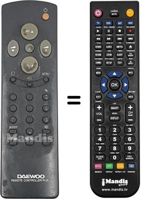 Replacement remote control Daewoo CTV2075 Replacement remote control Daewoo CTV2075