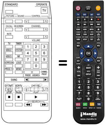 Replacement remote control RC1066E Replacement remote control RC1066E