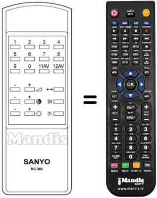 Replacement remote control Hitachi RC302