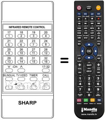 Replacement remote control Sharp RRMCG0293CESA