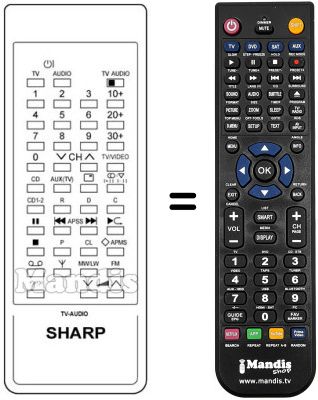 Replacement remote control Sharp RRMCG0668PESA