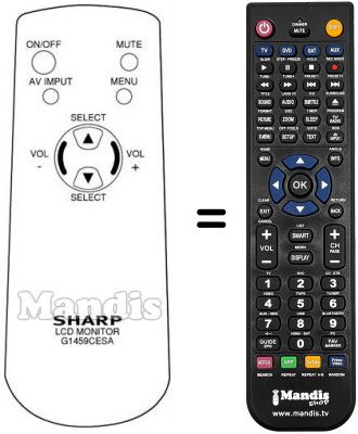 Replacement remote control Sharp RRMCG1459CESA