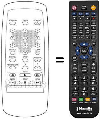 Replacement remote control Irradio MV235SV