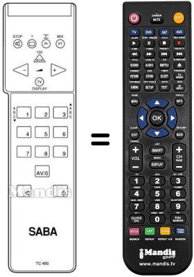 Replacement remote control Saba T9100VT/PIP