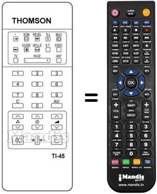 Replacement remote control Thomson 925TX0789
