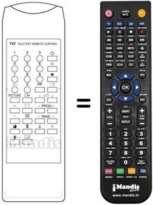 Replacement remote control Singer TVC749