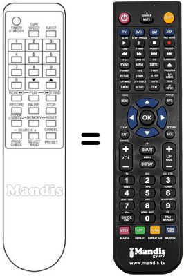 Replacement remote control Amstrad VCR3002